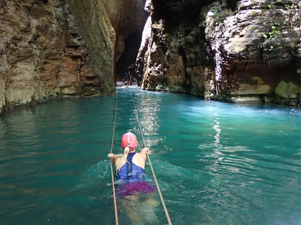 Customers on a waterfall tour